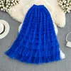 Skirts Super Long 97cm Maxi Tulle For Women 2023 Chic Patchwork Cake Skirt Multilayer Large Swing A-Line Mujer Faldas