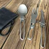 Geschirr-Sets 3 teile/satz Titan Besteck Set Ultra Leichte Messer Gabel Löffel Für Heimgebrauch Reisen Camping Picknick