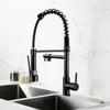 Kitchen Faucets Black Rose Gold Faucet Nickel Brushed Spring Pull Down 2 Functions Stream Spray And Cold Water Mixer Taps