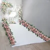 Decoratieve Bloemen 100cm Kunstmatige Muur Bruiloft Decoratie Wit Custom Rose Pioenen Bloem Rij Romantische DIY Decor Boog Achtergrond