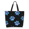 Torby na zakupy niestandardowe gwiaździste łapy płócienne torba Kobiety zmywalne duże pojemność artykuły spożywcze Floral Dogs Animal Tote Shopper