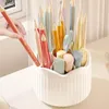 Storage Boxes Eco-friendly Convenient 360-Degree Rotating Makeup Brush Box Plastic Holder Easy Access School Supplies