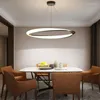 Żyrandole Nowoczesne okrągłe LED żyrandol zdalny sterowanie ściemnianie czarny złoty biały body foyer jadalnia sypialnia w hanglampie regulowana