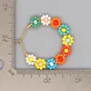 Hoop Earrings Go2Boho Colorful Daisy Statement Handmade Miyuki Beads Flower Ear Rings Perfect Women's Jewelry For The Summer