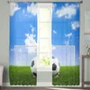 Curtain Soccer Ball On Green Grass Field Sheer Curtains For Living Room Kids Bedroom Tulle Kitchen Window Treatment Drapes