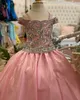 Major Beading Girl Pageant Dress 2024 Pink Taffeta Little Kid Birthday Formal Party Gown Infant Toddler Teens Preteen Tiny Young Junior Miss Off-Shoulder Strap roise