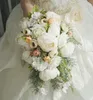 Fleurs décoratives pivoine Rose Bouquet artificiel cascade mariée tenant fleur bricolage artisanat faux mariage maison fête décoration