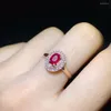 Cluster Rings KJJEAXCMY Fine Jewelry 18K Gold Inlaid Natural Ruby Female Ring Support Test