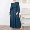 Casual Dresses Fashion Ruffles Hem Muslim Syari Abaya Hajib Kvinnlig full längd Cardigan Flare Hylsa Islamisk lång festklänning