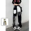 Women's Jeans Patchwork Oversized Women Y2k Casual Loose Trousers Streetwear Clothing Full Length Vintage High Waisted