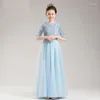 Kız Elbiseler 2023 Piyano Performans Prenses Etek Yüksek End Sequin Çocuk Hosting Koro Çiçek Elbise