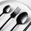 Dinnerware Sets 5Pcs/ 4Pcs Tableware Knife Spoon Fork Chopsticks Set For Kitchen Creative Stainless Steel Cutlery Matte Nordic Black White