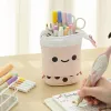 UPS Cute Boba Milk Tea Telescopic Pen Bag Pencil Holder Stationery Case Stand Up Pencil Case Stationery Pouch Box For Students 6.11