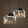 Lámparas colgantes Lámpara moderna Hogar Led Dibujos animados Lámparas colgantes Animales Niños Dormitorio Iluminación interior Sala de estar Decoración creativa