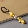 Porte-clés rétro tissé à la main corde en laiton porte-clés Style chinois sécurité solliciter richesse Transport pendentif exquis voiture bijoux