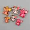 Encantos de resina cabochões ornamento acessórios 10 pçs Kawaii animal fofo mouse patch cameo enfeites scrapbooking menina arco centro