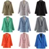 Women's Suits Women Chic Office Lady Double Breasted Blazer Coat Fashion Long Sleeve Casual Ladies Outerwear Tops Jacket