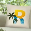 Bordduk Summer Beach Coconut 26 Letter Series Cotton Cushion Cover For Living Room Bed Soffa and Car Sea Throw Kudds