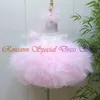 Girl Dresses Pearls Applique Flower Dress Real Picture Cute Puffy Girls Princess Wedding Party Feather First Communion Gowns