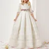 Girl Dresses avorio White Flower Girls First Communione gioiello gioiello in pizzo Catti da concorso per bambini un abito da ballo da ballo