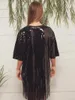 Casual Dresses RTGSE Womens Sparkly paljetter Baby Doll Dress Shiny Glitter Crew Neck Kort ärm Löst Tiered Tunic 90 -tals Streetwear (x