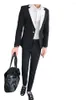 Costumes pour hommes Corée Élégant 2 Pièces Marié Tuxedos Garçons D'honneur Un Bouton Noir Châle Revers Homme Costume De Mariage Hommes Blazer (Veste Pantalon)