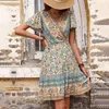 Casual Dresses Beautiful Mini Dress Elegant Match Shoes Retro Pattern Women Comfy Summer Clothing