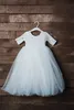 Dentelle Fleur Fille Robe Tutu Blanc Tulle Ballgown Robe De Première Communion Petit Enfant Infant Toddler Baptême Baptême Junior Demoiselle D'honneur Invité De Mariage Longueur Cheville