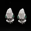 2024 Designer Collection Stud Earrings Inlay Czech Zircon Diamond Plated Gold Color White Green Eyes Snake Serpent Snakelike Ear Clip