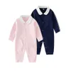 Newborn Baby Rompers Brand Letter Print Long Sleeve Jumpsuits 100% Cotton Comfortable Infants Girl Boys Clothing