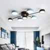 Ceiling Lights Design 220V LED Chandelier For Living Room Novelty Gray Round Lampshades Metal Lustres Bedroom Lighting