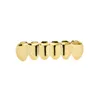 Hip Hop Dental Teeth Grillz Zircon Dentures Fangs Gold Grills Teeth Set Fashion Jewelry High Quality Six 6 Bump Top Tooth Six 6 Smooth Bottom Vampire Grills 1315