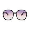 Occhiali da sole 2023 Vintage Oversize Round Woman Fashion Brand Big Frame Female Black Gradient Plastic Mirror Oculos