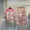 Australische Designer-Damenhose, zweiteiliges, langärmliges Hemd mit Blumenmuster und Hose
