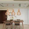 Lámparas colgantes Lámpara de madera nórdica Cocina Accesorios de bambú Suspensión de luz Led Hogar Interior Comedor Luminaria colgante