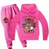 Kläder sätter barn 2st pojkar flickor barn set tecknad djurtryck kläder sport kostym fnaf outwear hoodies långa byxor