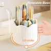 Storage Boxes Eco-friendly Convenient 360-Degree Rotating Makeup Brush Box Plastic Holder Easy Access School Supplies