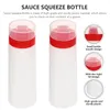Ensembles de vaisselle 2 pièces bouteille de sauce à presser bouteilles de condiments poreux vinaigrette en plastique contenants pratiques couvercle de confiture anti-fuite