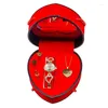 Wristwatches Fashion Watch For Women With Heart Shape Gift Box Elegant Necklace Earring Ring Ladies Quartz Set Gifts Drop