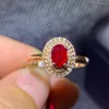 Cluster Rings KJJEAXCMY Fine Jewelry 18K Gold Inlaid Natural Ruby Female Ring Support Test