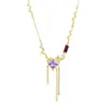 Chaînes Violet Zircon Froissé Métal Coeur Pendentif Colliers Pour Femmes Or Argent Couleur Irrégulière Gland Chaîne Collier À La Mode Jewlery