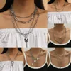 Chaînes mode Vintage multicouche pièce chaîne collier ras du cou pour les femmes or argent couleur Portrait gros colliers