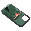 Luxe Opvouwbare Beugel Effen Lederen Vogue Telefoon Case voor iPhone 14 13 12 11 Pro Max XR XS Duurzaam Slanke Volledige Beschermende Zachte Bumper Kaartsleuf Portemonnee Koppeling Achterkant