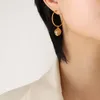 Hoop Earrings Exquisite Women's Stainless Steel Gold Plated Vintage Geometric Round Incense Burner Pendant Products