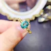 Clusterringe Natural Paraiba Turmaline Ring 925 Silber zertifiziert 6x8mm Grüne Edelstein -Weihnachtsgeschenk für Mädchen kostenloses Produkt