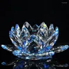 Decorative Flowers 80mm Quartz Crystal Lotus Flower Crafts Glass Paperweight Fengshui Ornaments Figurines Home Wedding Party Decor Gifts