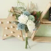 Decoratieve Bloemen Zijde Kunstbloem Boeket Champagne Roos Bruiloft Nep Bruid Hand Held Home Art