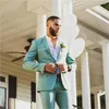 Men's Suits TPSAADE Mint Green Groom Men Suit Tuxedos Notch Lapel Groomsman Wedding 2 Pieces Fashion Blazer Sets (Jacket Pants Tie)