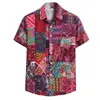 Chemises décontractées pour hommes Chemise à fleurs Cardigan à manches courtes Col roulé pour hommes Hawaiian Beach Men Under Scrubs