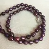 Chains Women Jewelry 17'' 43cm Choker Necklace 9mm Dark Purple Pearl Handmade Real Cultured Freshwater Gift